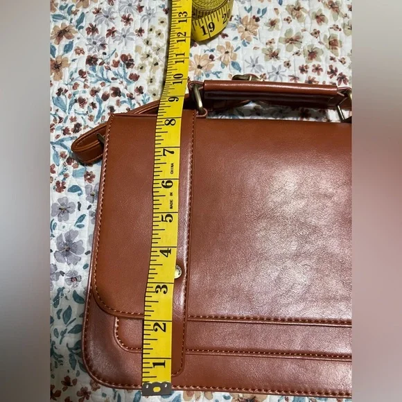 ECOSUSI Brown Vegan Leather Messenger bag with Bow Detail - Picture 6 of 8